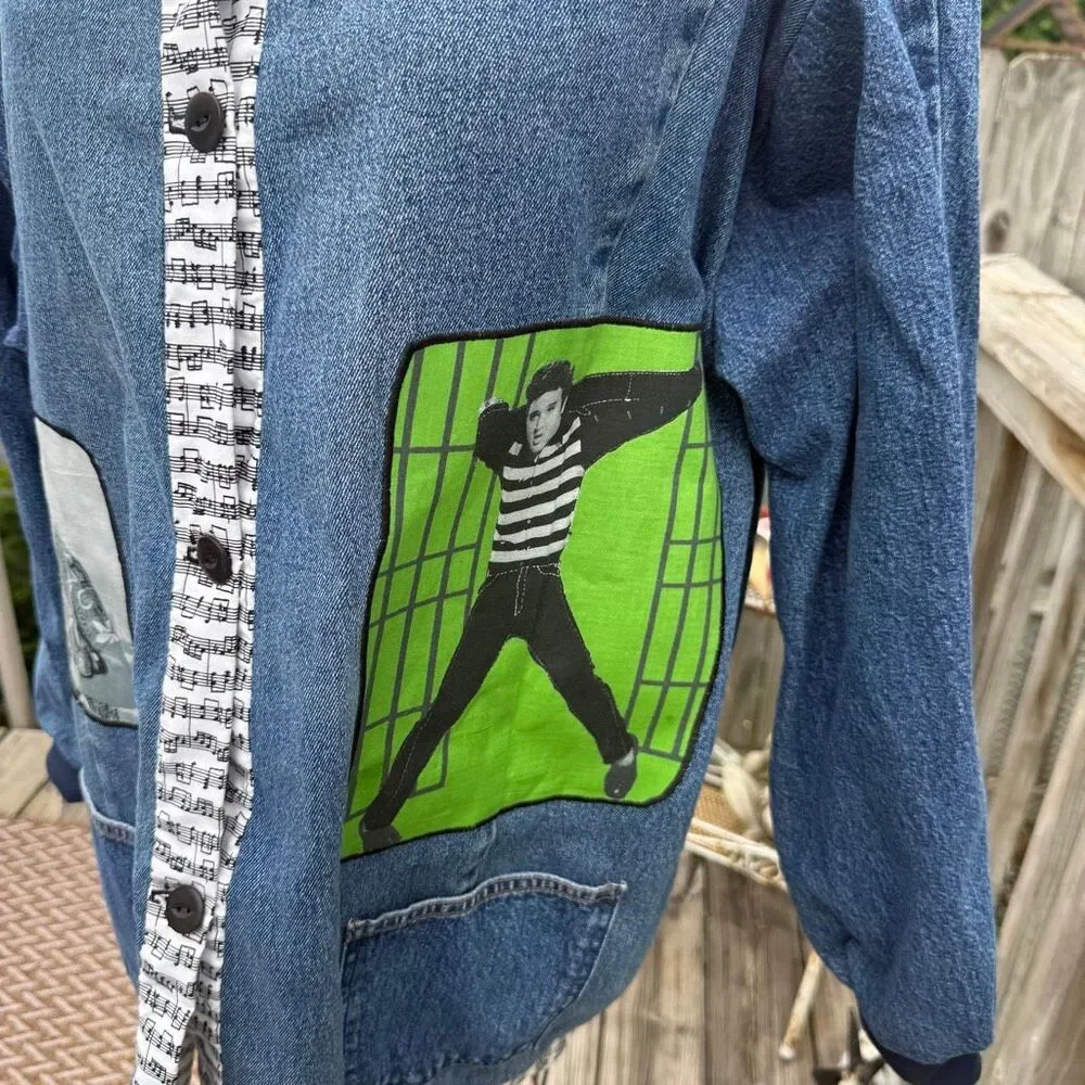 Vintage Handmade Elvis Denim Jacket & Matching Tote Set